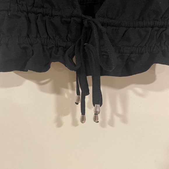 Black Self Tie Ruffle Sleeve Crop Top - Picture 4 of 6